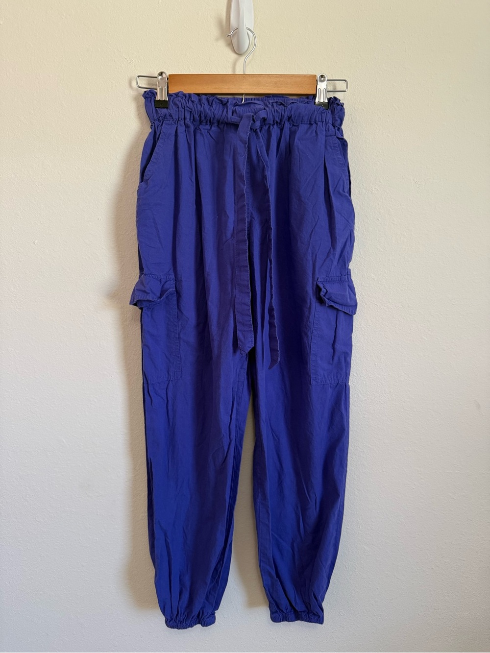 High-Rise Royal Blue Cargo Joggers for Women